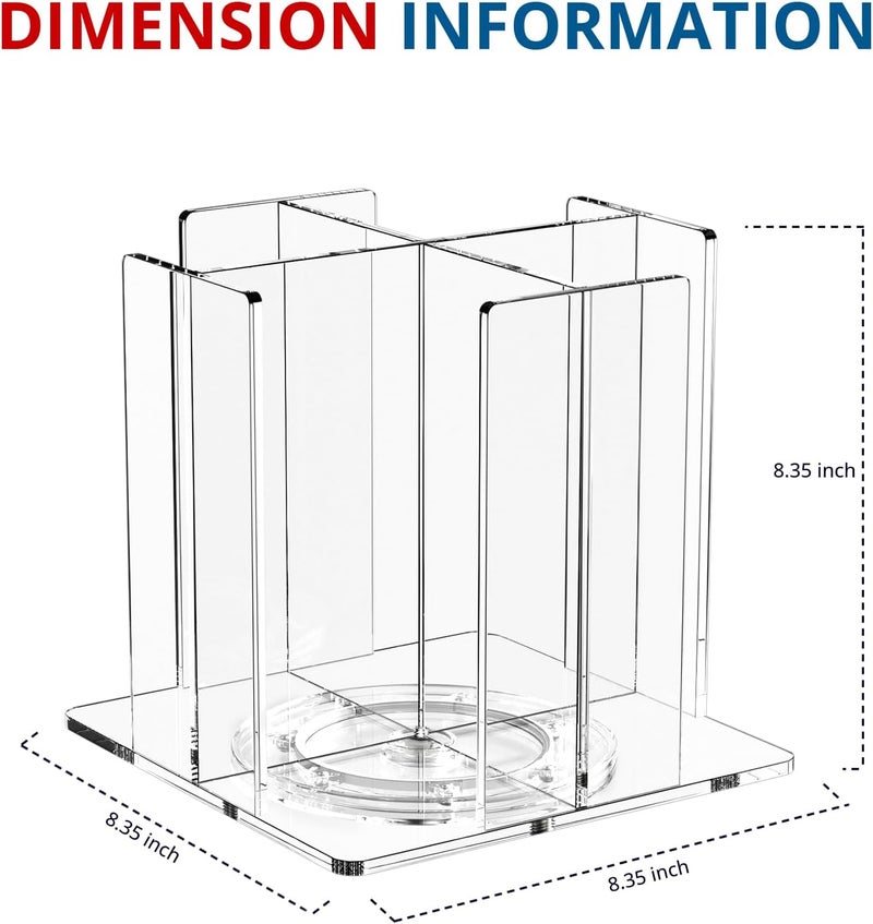 KOTEMON Cup and Lid Holder, 4 Compartment, Square | Rotating Coffee Cup Dispenser Lid Carousel for Restaurant, Buffet, Coffee Station, Bar, Countertop, Clear Acrylic - Image 5